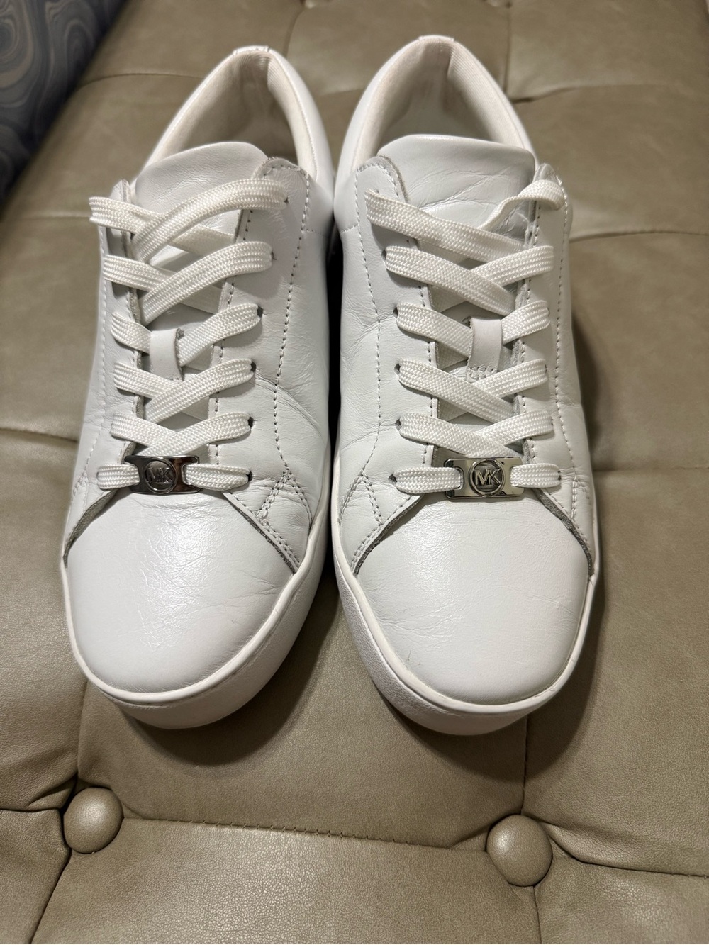 Michael Kors White Leather Low-Top Sneakers